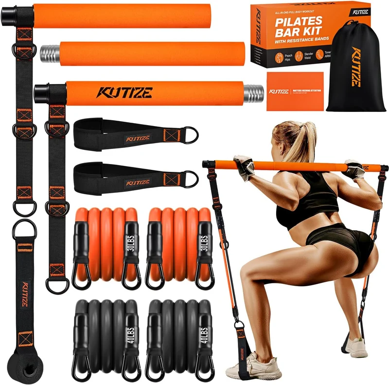 Pilates Bar Kit For Hip, Back, Arm, Full-Body Workouts