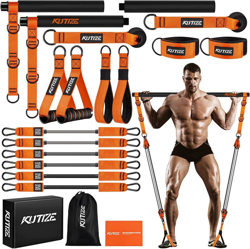 Pilates Bar Kit with Resistance Bands Full Body Workout Equipment
