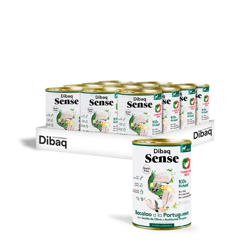 Dibaq Sense Comida Húmeda Perros Grain Free Bacalao A La Portuguesa, 12 x 380 gr