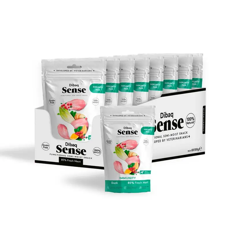 Dibaq Sense Snack Perros Inmunitario Pato, 8 x 100 gr