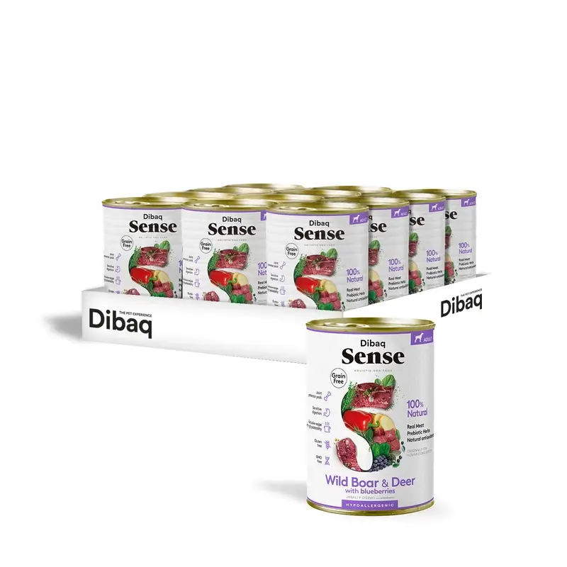 Dibaq Sense Comida Húmeda Perros Jabalí Y Ciervo, 12 x 380 gr