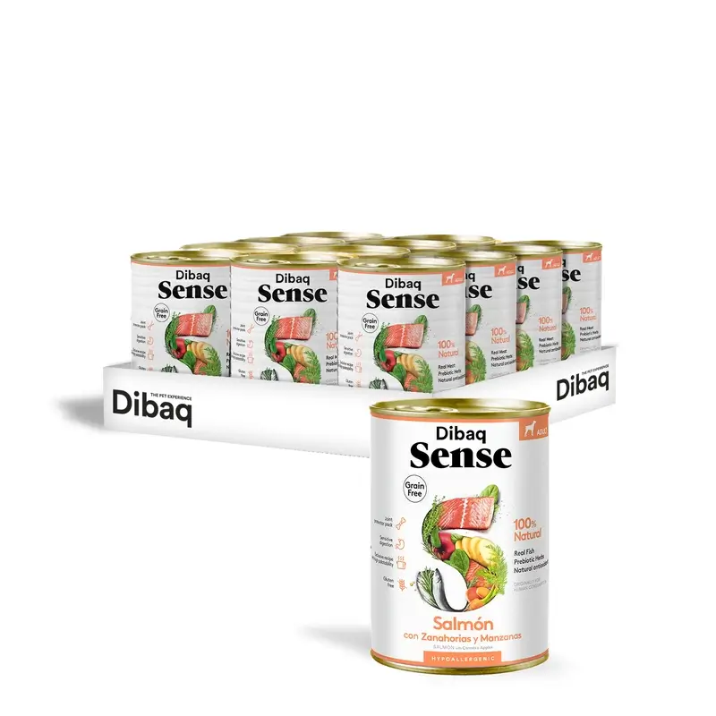 Dibaq Sense Comida Húmeda Perros Salmón, 12 x 380 gr