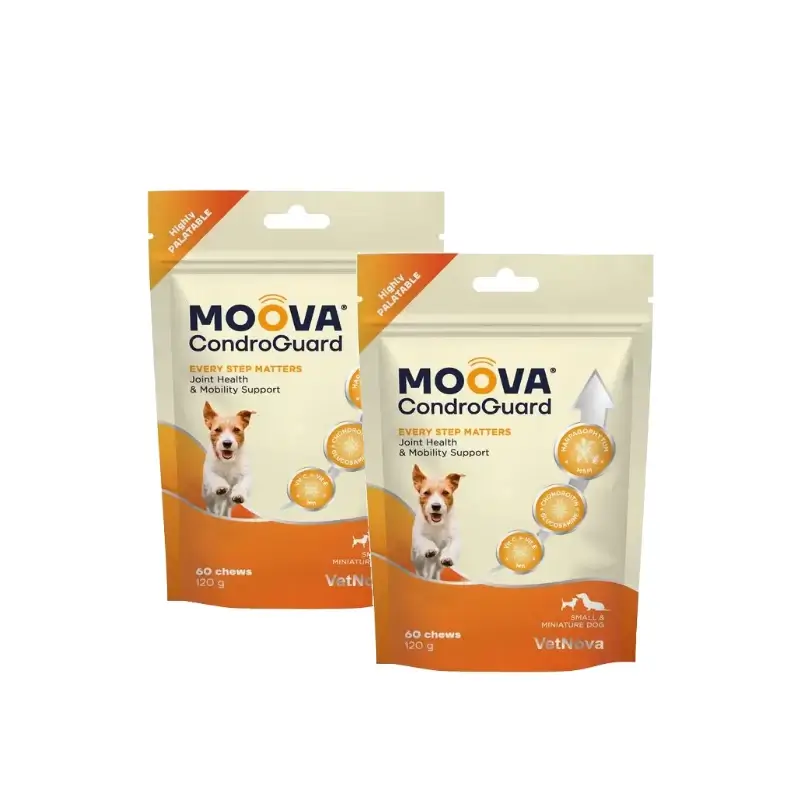 Moova Condroguard para cães pequenos e miniatura, 60 pastilhas, embalagem de 2