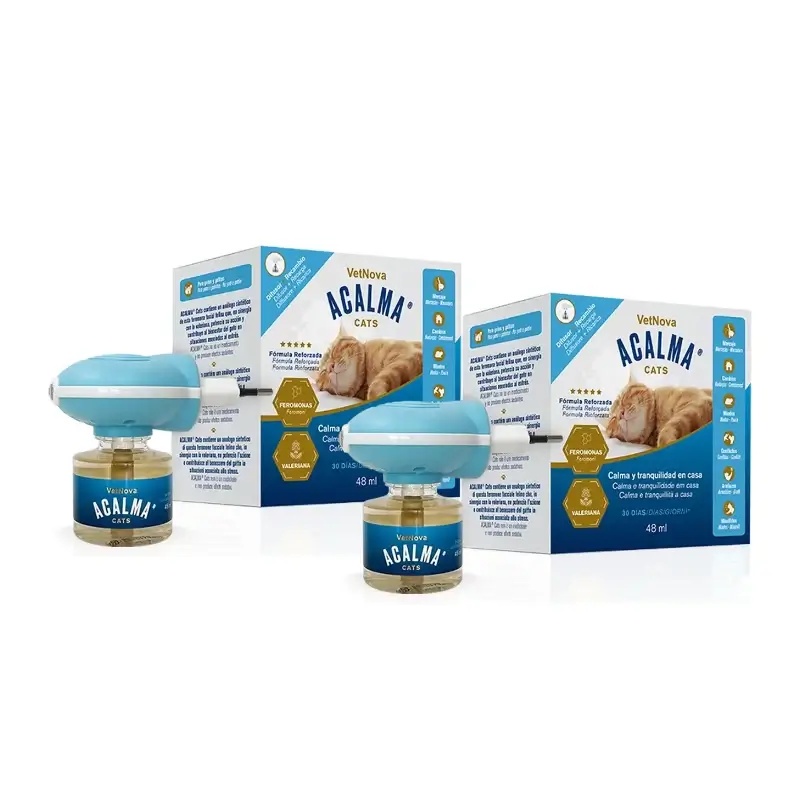 Vetnova Acalma para gatos – difusor + recarga de 48 ml, embalagem de 2