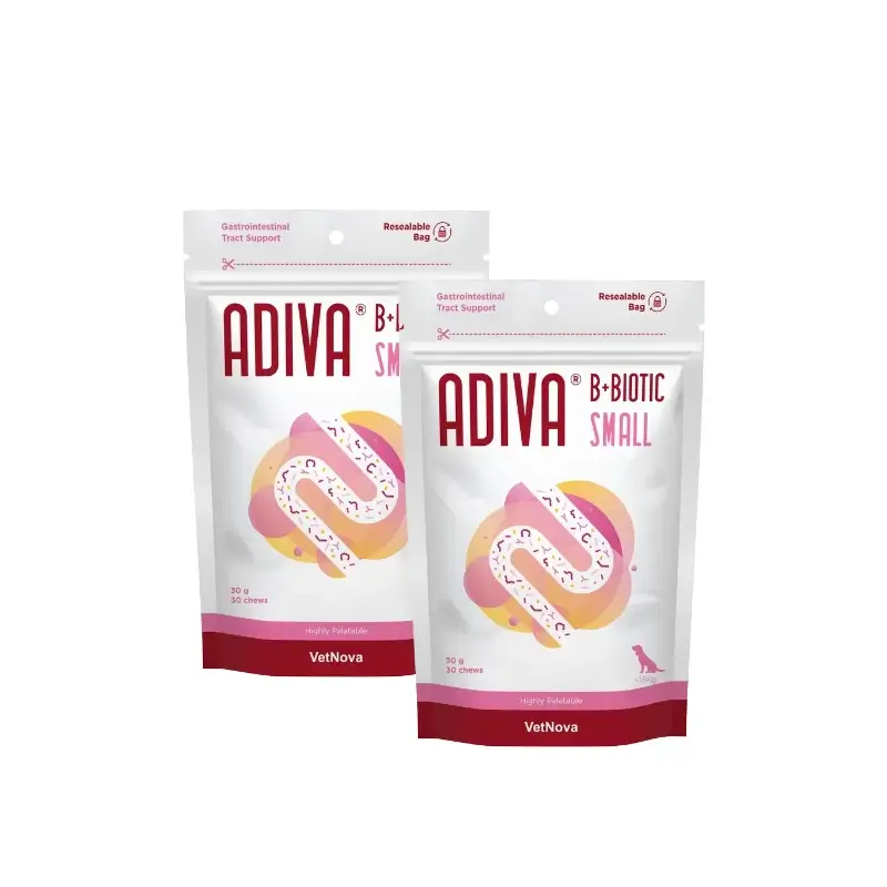 Vetnova Adiva B+Biotic Small 30 pastilhas mastigáveis, embalagem de 2
