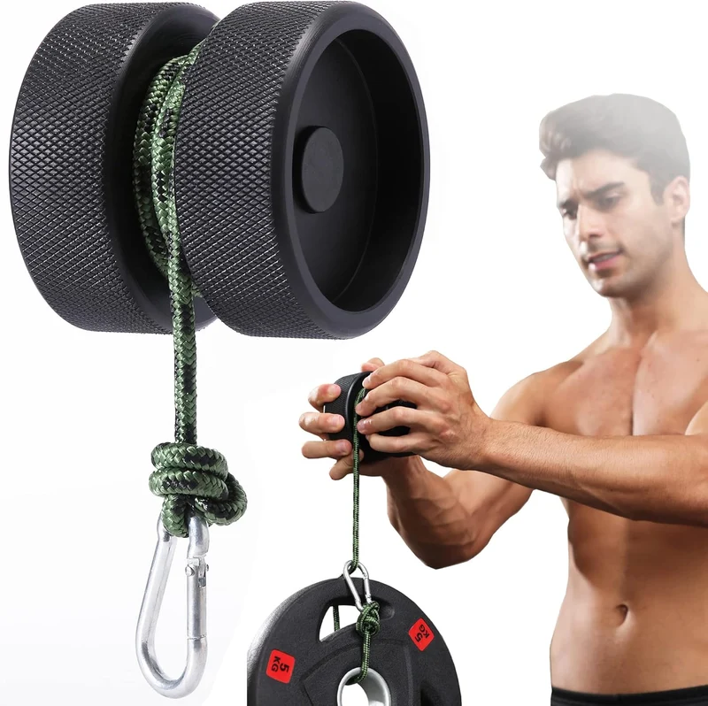 Wrist Roller & Forearm Roller with Thick Soft Foam Grip Handles for Strength Training