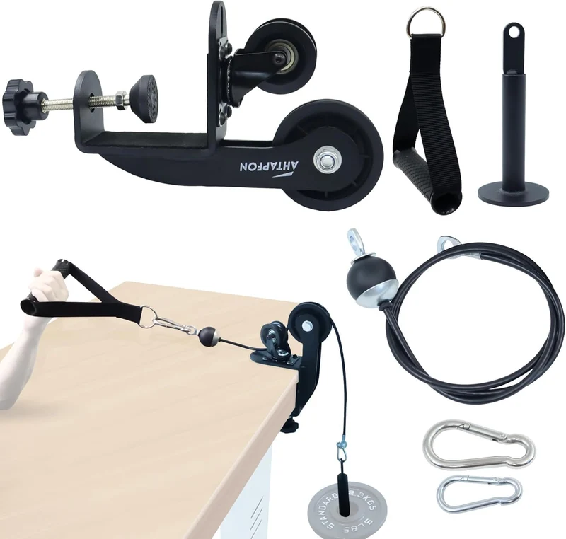 Wrist Exerciser Strengthener, Arm Wrestling Training Table Pulley Cable System