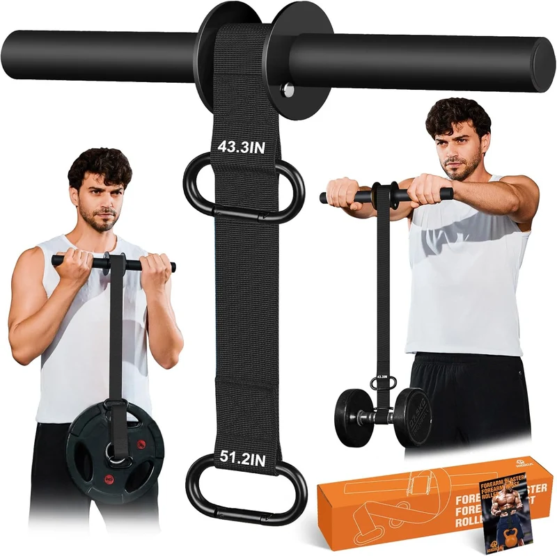 Forearm Strengthener and Wrist Roller, 43.3 inch Or 51.2 inch Ultra Strong Nylon Webbing