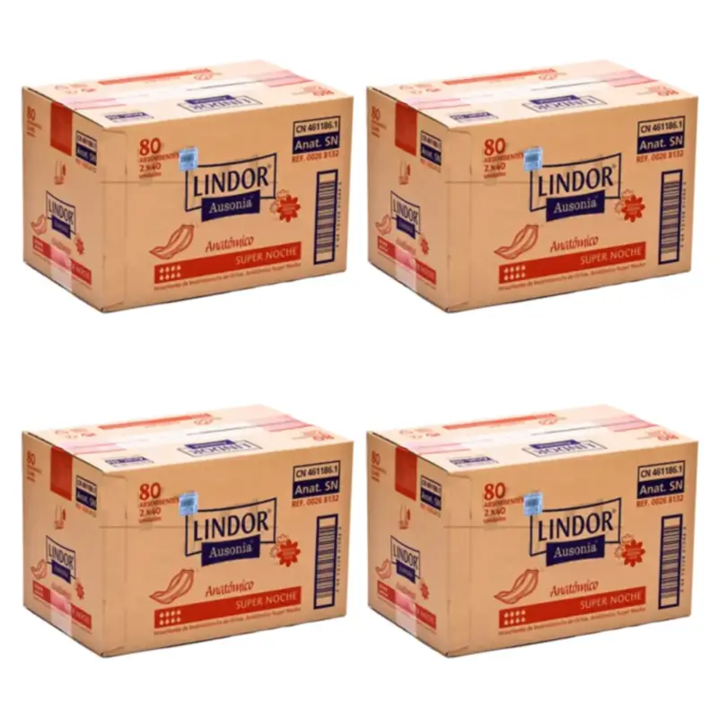Lindor Pañales Anatómico Super Noche, Pack 4 x 80 unidades