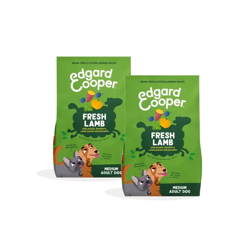 Edgard & Cooper Pienso Perro Adulto Mediano Cordero, Pack 2 x 2,5 kg