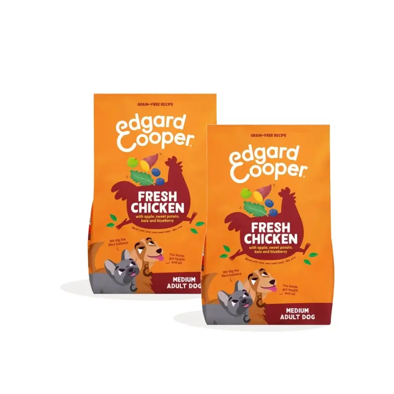 Edgard & Cooper Ração para Cães Adultos de Tamanho Médio com Sabor a Frango, Embalagem de 2 x 2,5 kg