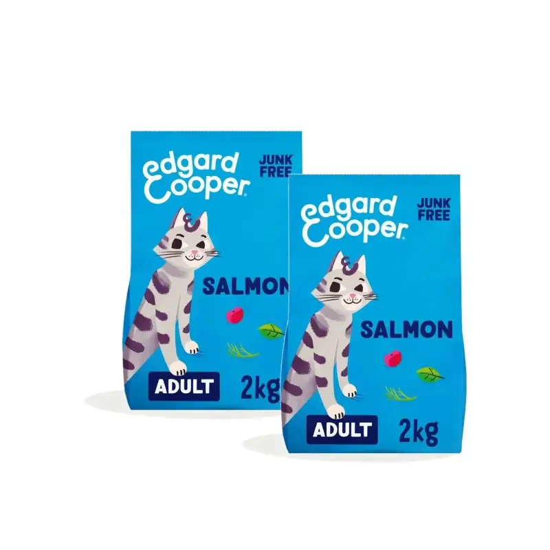 Edgard & Cooper Ração para Gatos Adultos com Salmão, Embalagem de 2 x 2 kg
