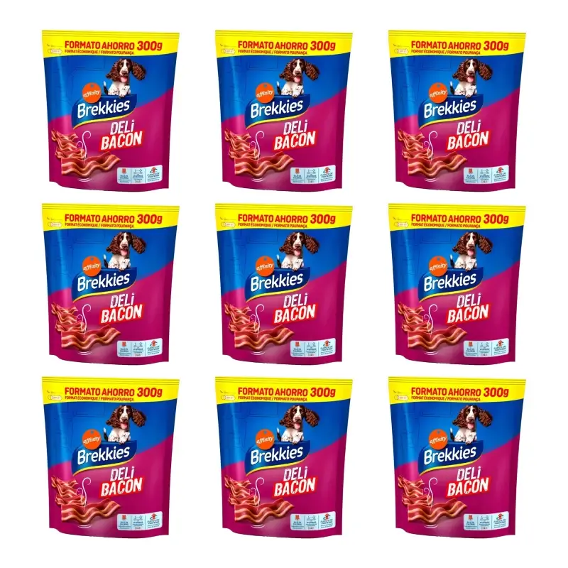 Brekkies DeliBacon, 300 g, embalagem de 9