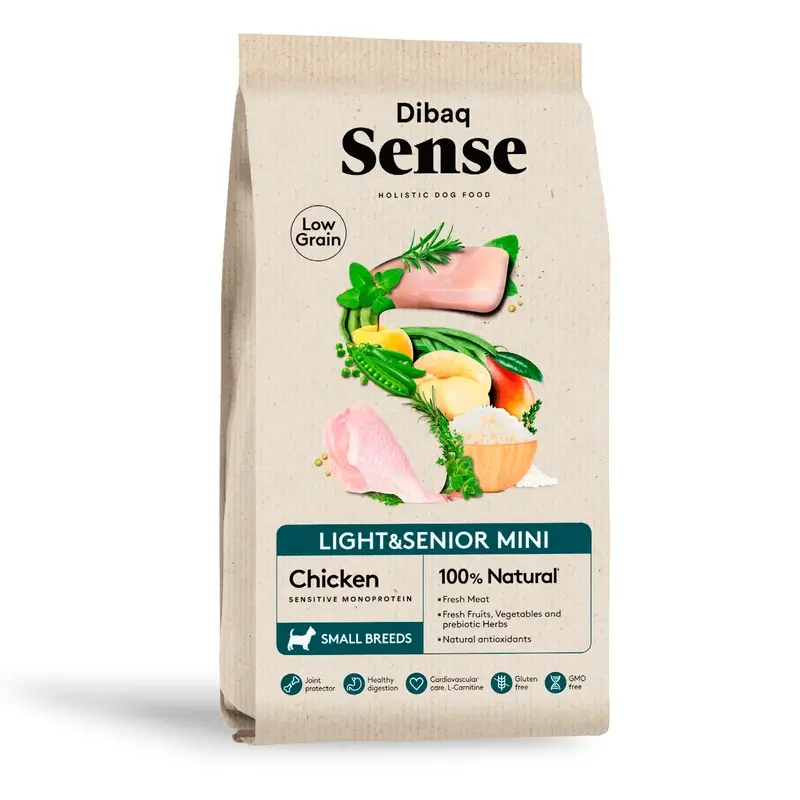 Dibaq Sense Pienso Perros Low Grain Pollo Light O Senior Mini, 2 kg