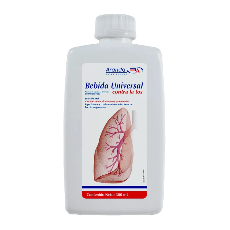 Bebida Universal contra la Tos – 100 y 300 mL | Expectorante Oral Multiespecie | Aranda
