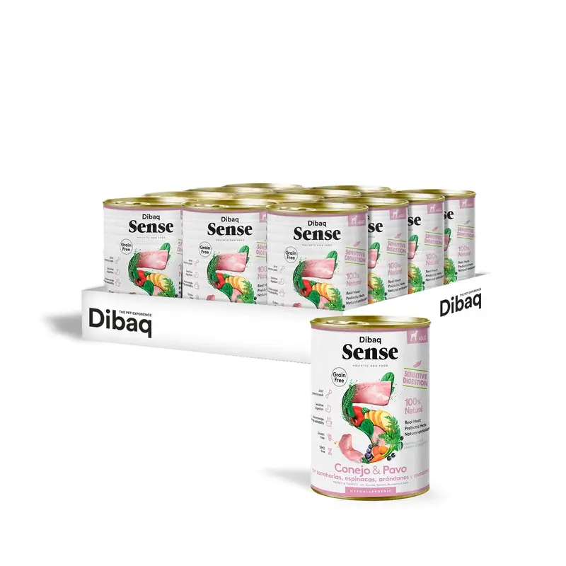 Dibaq Sense Comida Húmida para Cães Sensitive com Coelho e Peru, 12 x 380 g