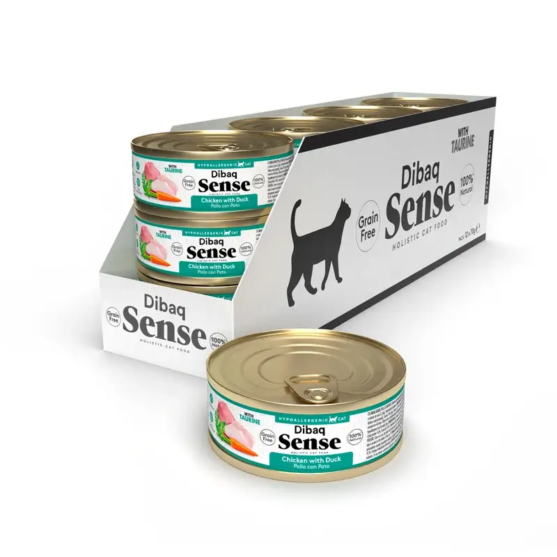 Dibaq Sense Comida Húmida para Gatos: Frango com Pato, 12 x 70 g