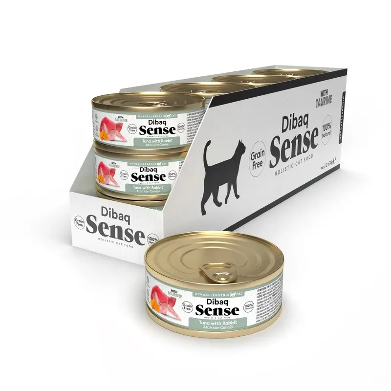 Dibaq Sense Comida Húmida para Gatos: Atum com Coelho, 12 x 70 g