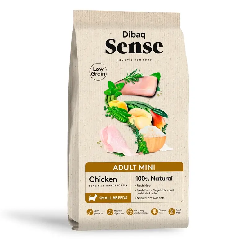 Dibaq Sense Ração para Cães Low Grain Frango para Adultos Mini, 2 kg