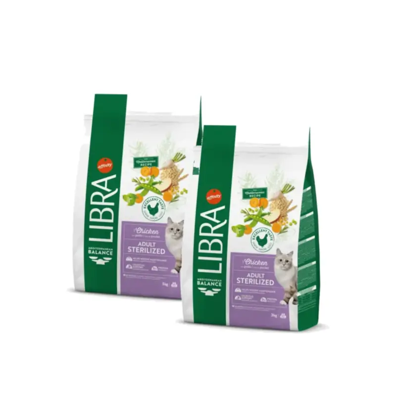 Libra Feline Adult Esterilizado Pollo Pack 2 x 3 Kg, pienso para gatos