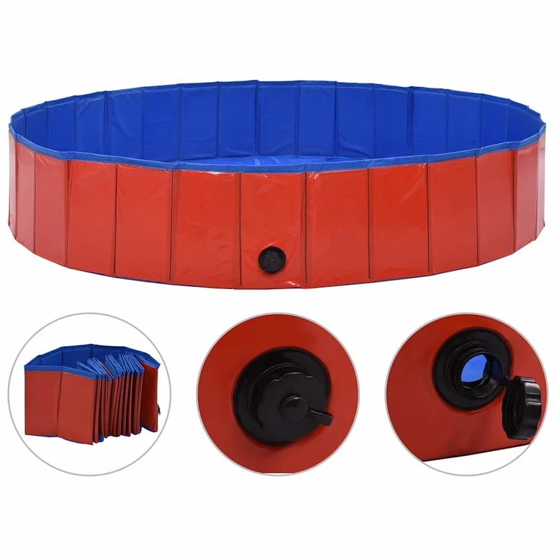 Piscina Para Perros Plegable Pvc Rojo 160x30 Cm