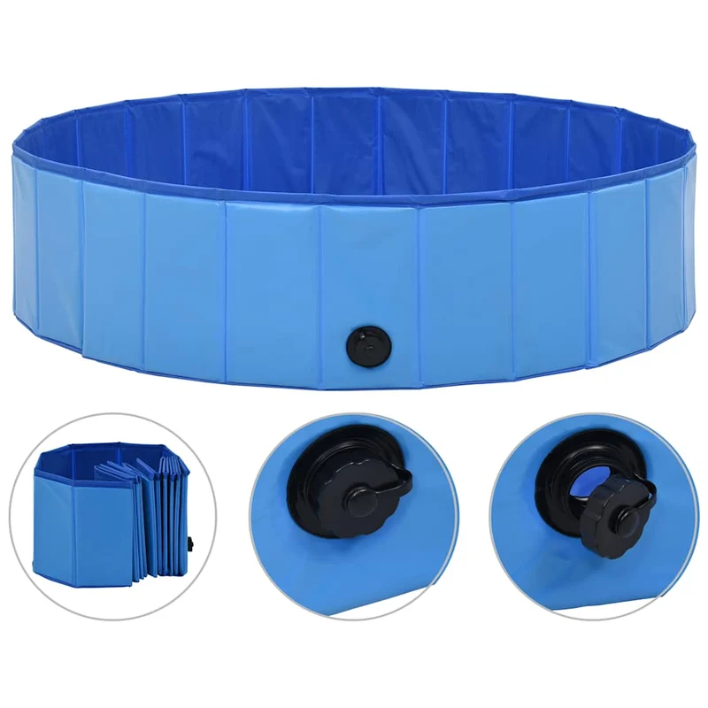 Piscina Para Perros Plegable Pvc Azul 120x30 Cm