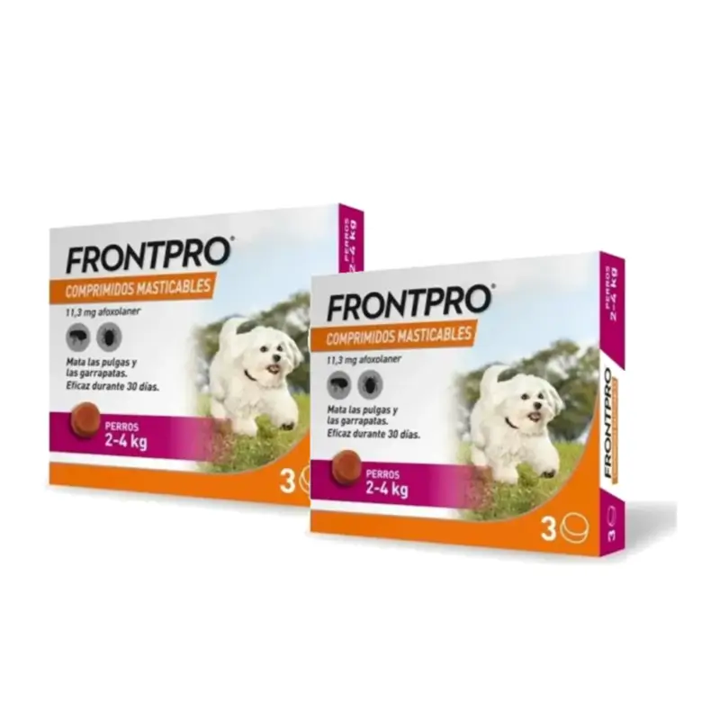 Frontpro Antiparasitário para Cães de 2 a 4 kg (S), Embalagem com 2 x 3 comprimidos mastigáveis