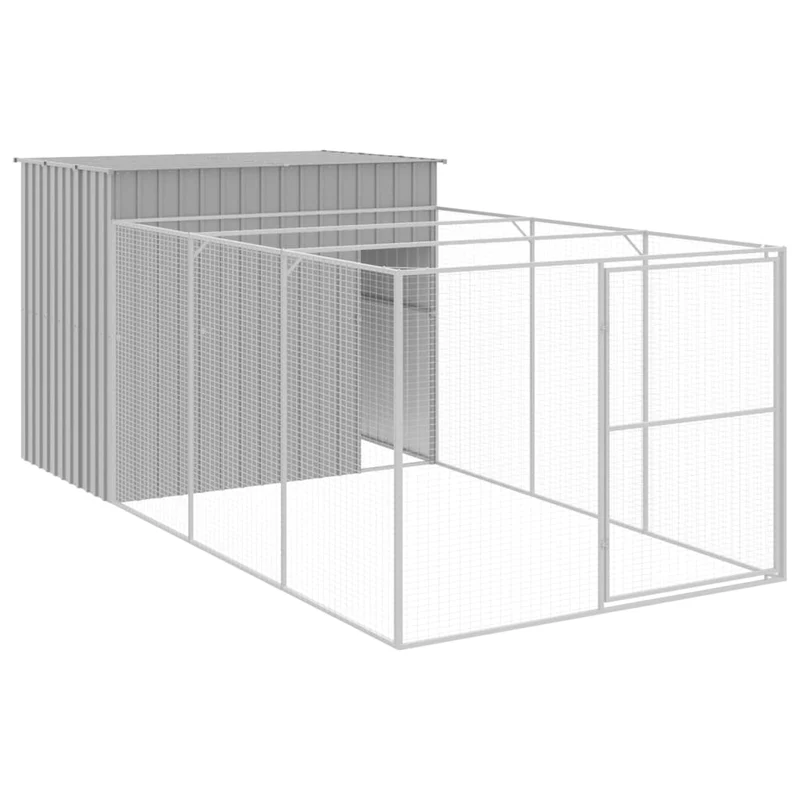 Caseta Perros Corral Acero Galvanizado Gris Claro 214x457x181cm