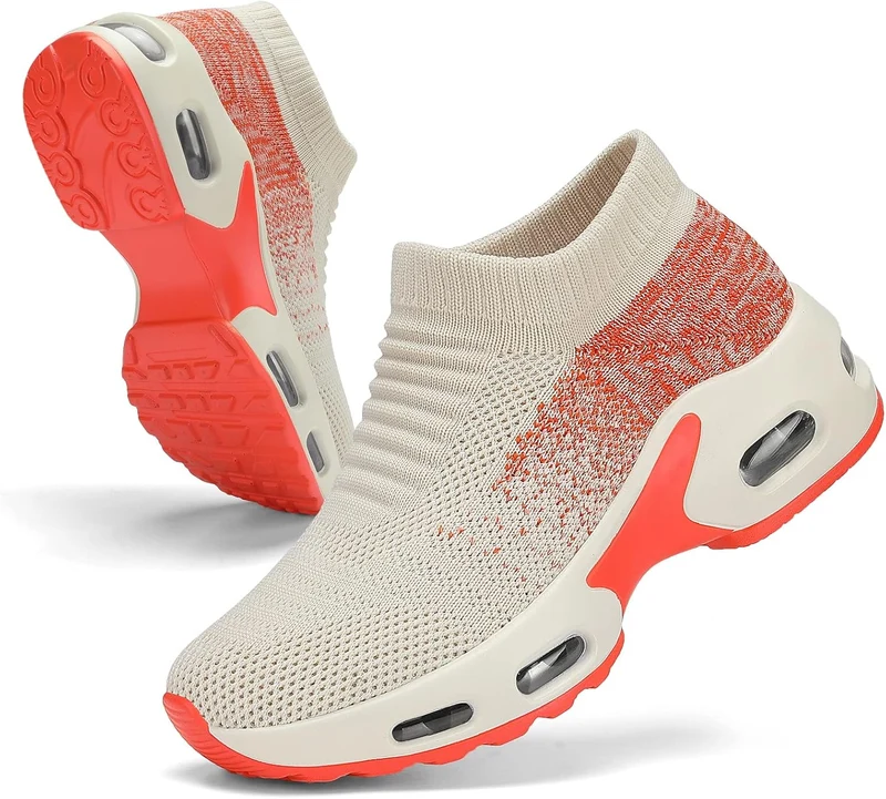 Women Slip on Sock Sneakers Light Weight Air Cushion Running Work Shoes