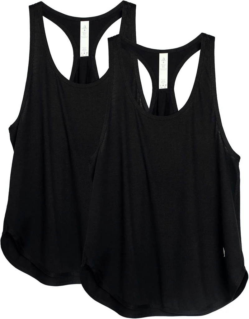 Women's Racerback Workout Athletic Running Tank Tops Loose Fit (Pack of 2)