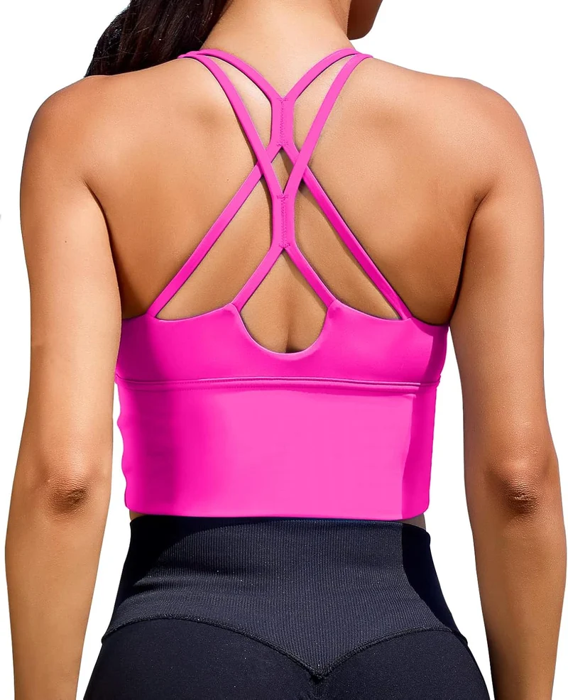 Sports Bras for Women High Support Longline Workout Tank Tops Built in Bra