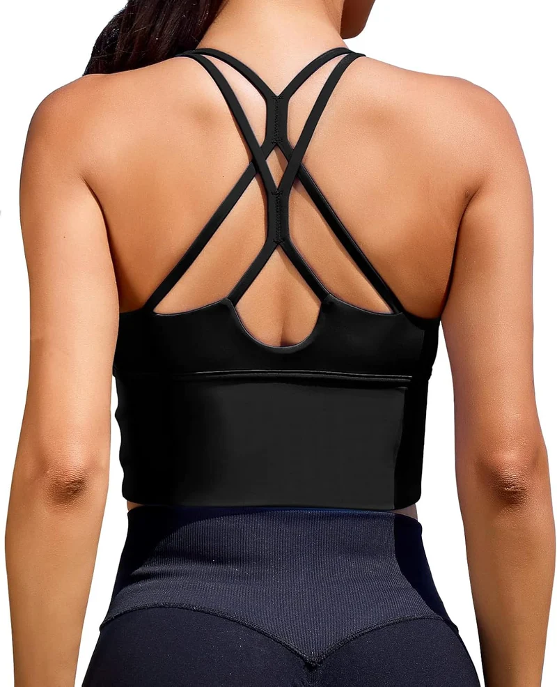 Sports Bras for Women High Support Longline Workout Tank Tops Built in Bra