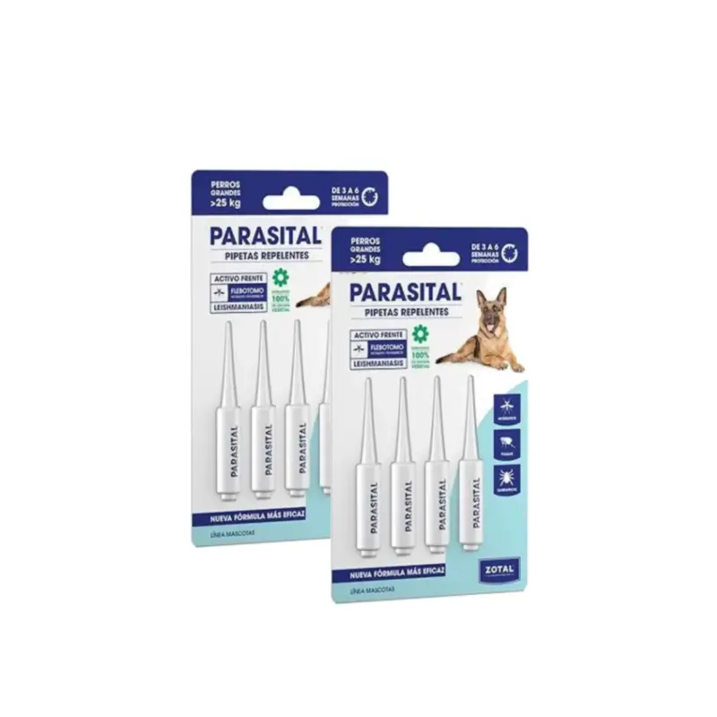 Zotal Parasital Pack de 2 x 4 pipetas repelentes para cães de grande porte com mais de 25 kg