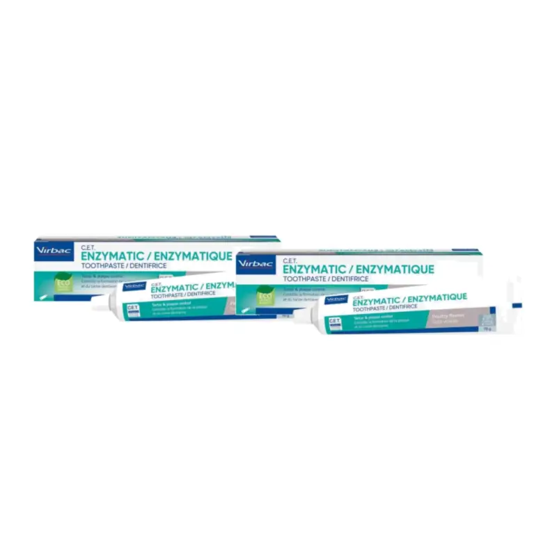 Virbac Cet Pasta Dentífrica Enzimática, Embalagem de 2 x 70 g para animais de estimação