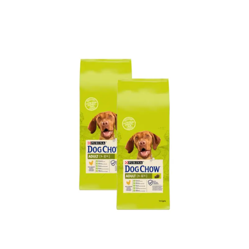 Dog Chow Canine Adulto Frango, embalagem de 2 x 14 kg, ração para cães
