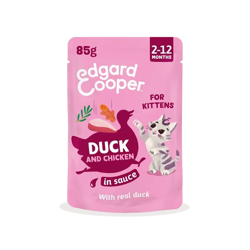 Edgard & Cooper Pato & Pollo En Salsa Para Gatitos, 12x85 gr
