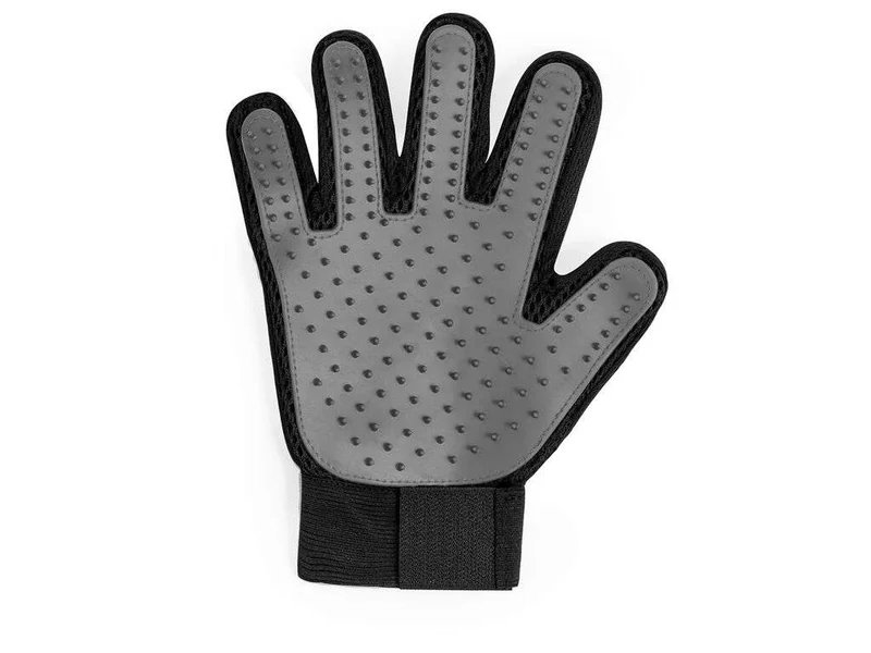Guante para cepillar mascotas con cerdas de TPR y velcro ajustable