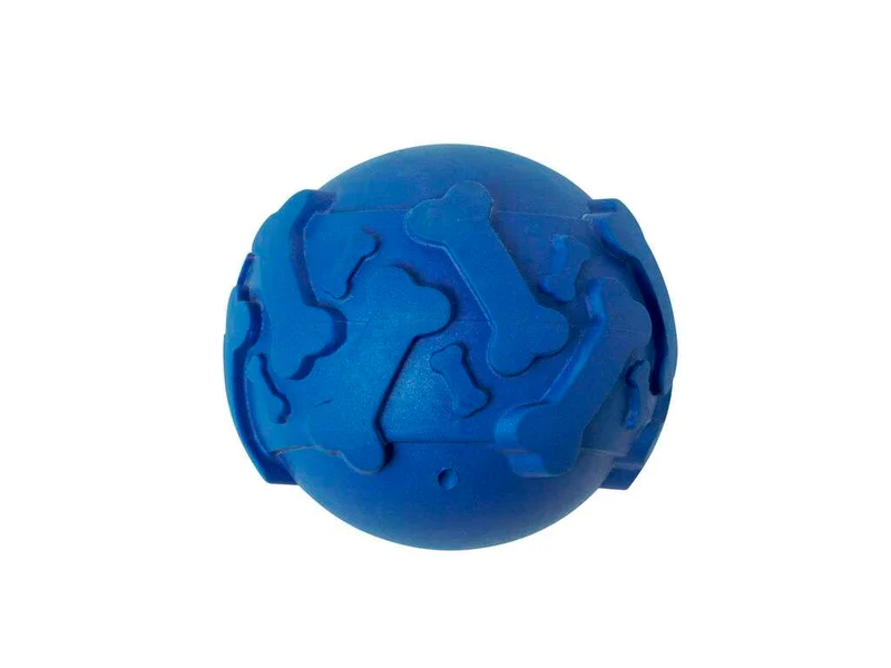 Pelota para mascotas Bigel de goma resistente con relieve de huesos