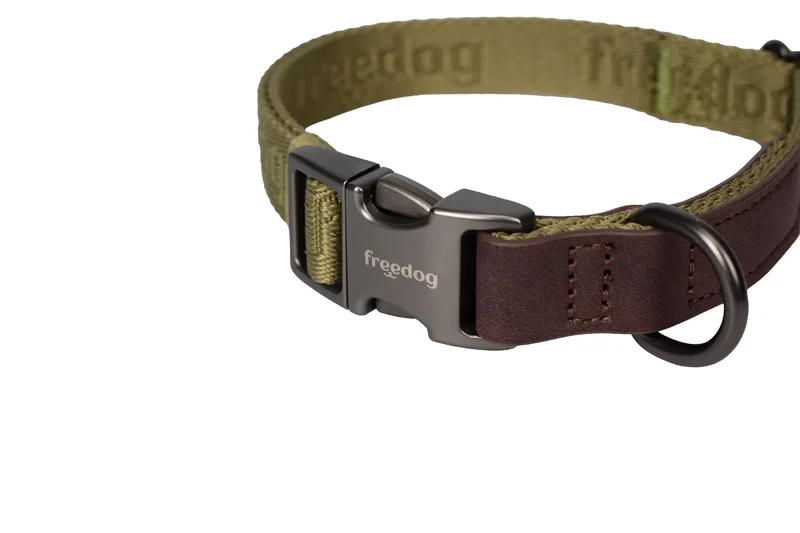 Freedog Collar Linum Green Forest Recycled, 20 mm 35/52 cm
