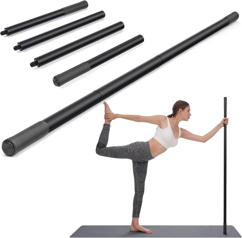 Yoga Stick 5 ft Sturdy Steel, Adjustable Stretching Stick for Mobility, Flexibility & Balance
