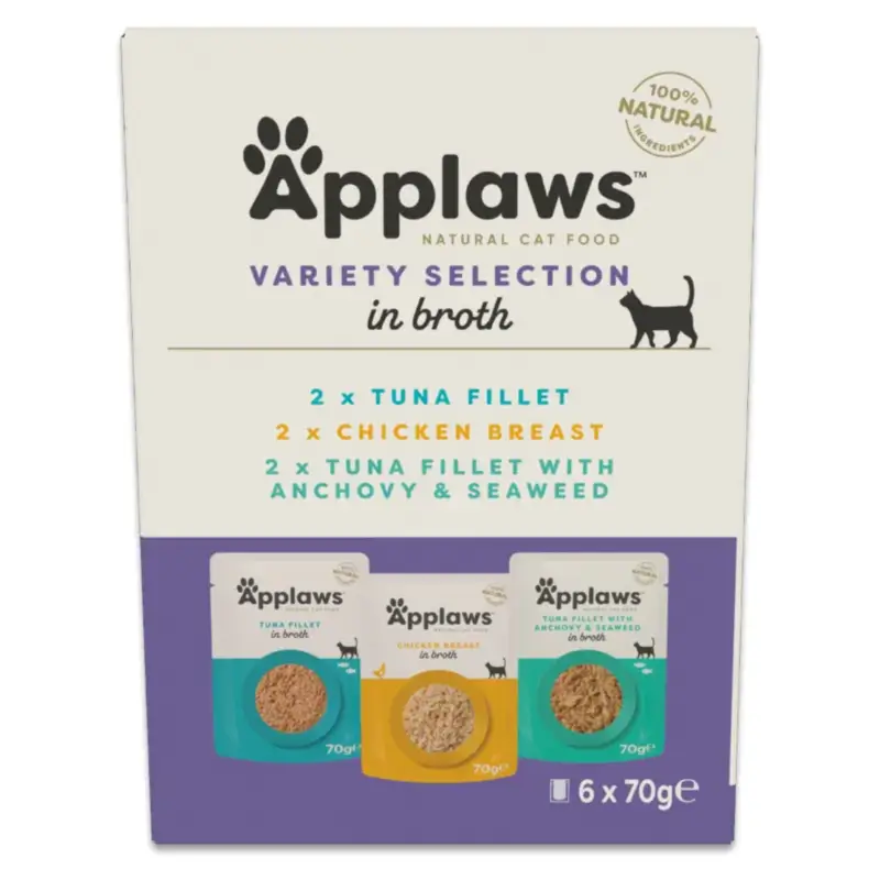 Applaws Cat – Seleção de Atum e Frango com Gelatina Multi, 6x70 g