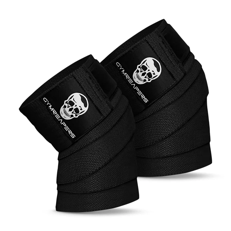 Knee Wraps (Pair) W/ Strap for Squats Weightlifting Powerlifting Leg Press & Cross Training