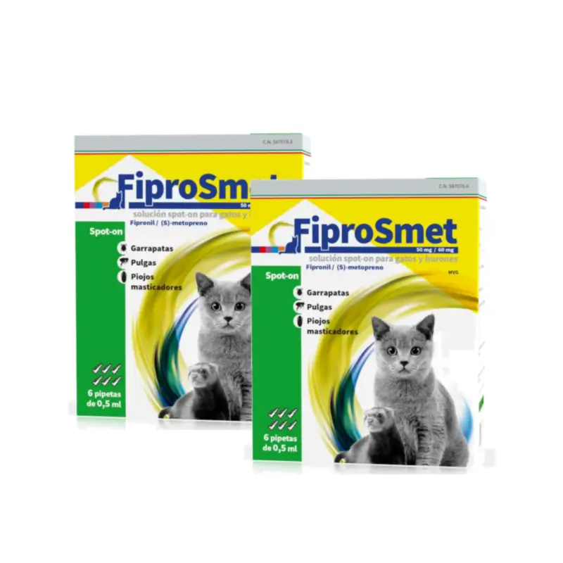 Fiprosmet para Gatos e Furões – Embalagem com 2 x 6 pipetas de 0,5 ml