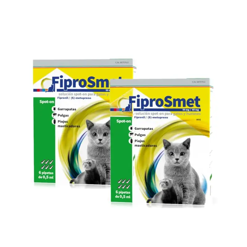 Fiprosmet para Gatos e Furões 6 pipetas de 0,5 ml, embalagem de 2