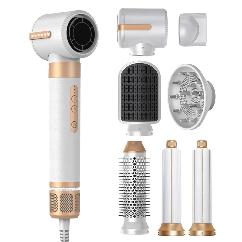 Secador de pelo Profesional de Alta Velocidad Almalux® Hot Air Styler 7 En 1, 110000 rpm, Cepillo Secador, Difusor, Alisador, Moldeador