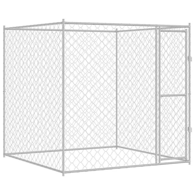 Jaula Para Perro Plateado 200 X 200 X 200 Cm Acero Galvanizado