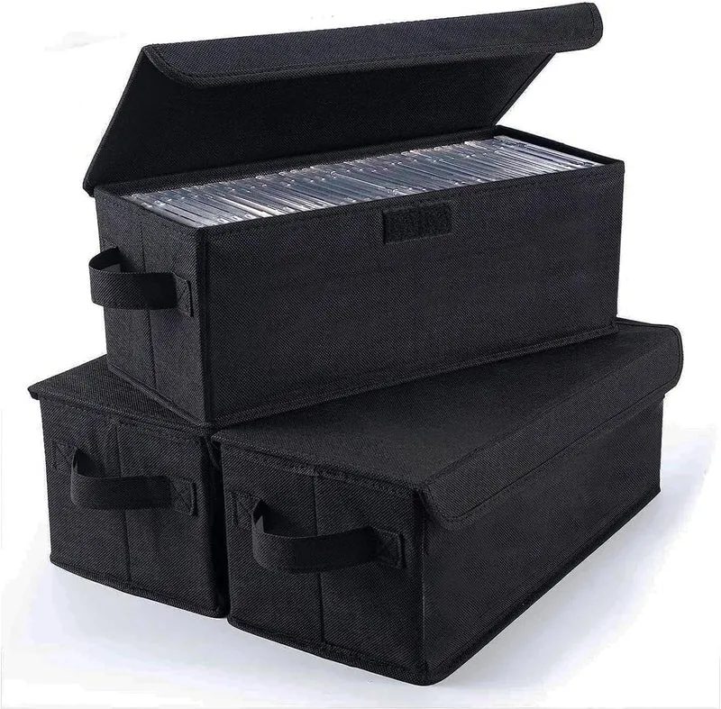 3 Pack CD Storage Box CD Case Container w/ Lids Holds 165CDs in Full Jewel Cases