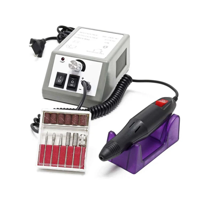 Set manicura y pedicura Almalux® profesional, Torno, fresadora, pulidora de uñas Lima eléctrica con 6 Cabezales