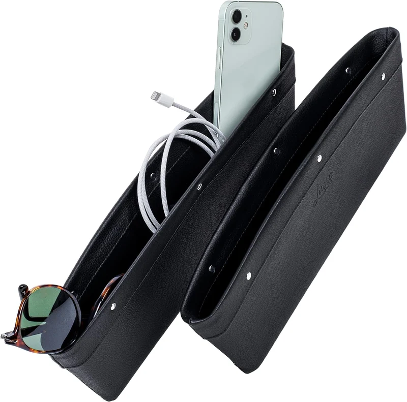 Car Seat Gap Filler and Storage Organizer Between Seats Vegan Leather 2 Pack NEW