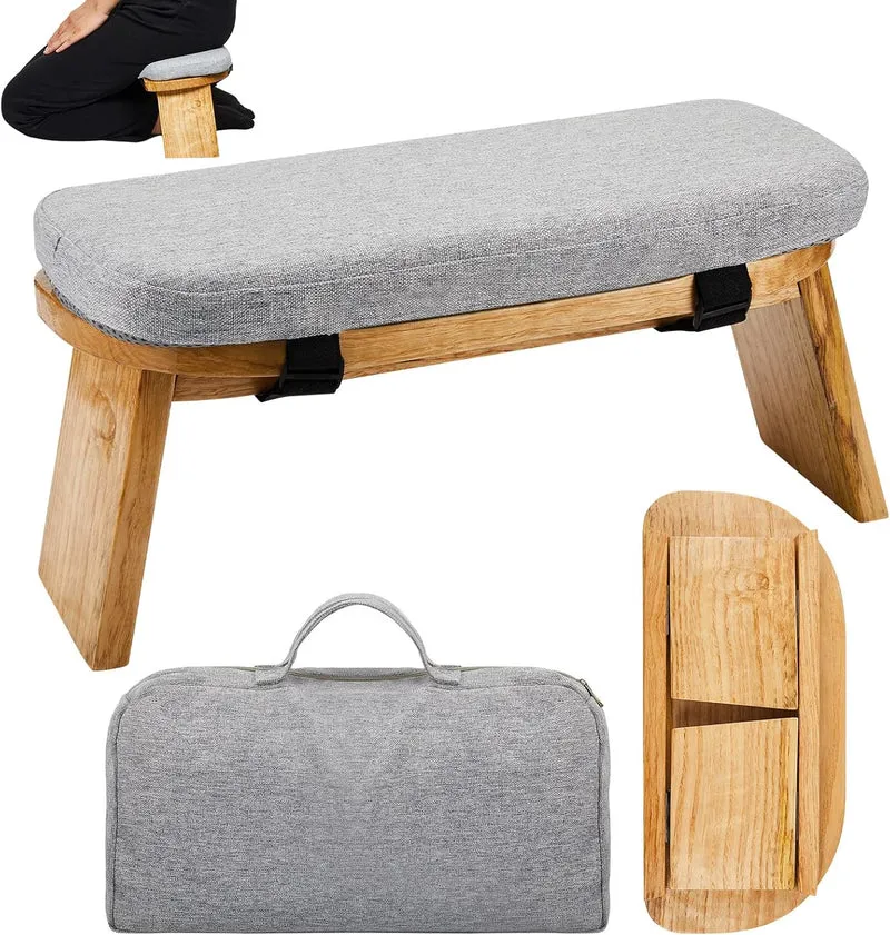 Meditation Bench with Carrying Bag Portable Meditation Kneeling Stool